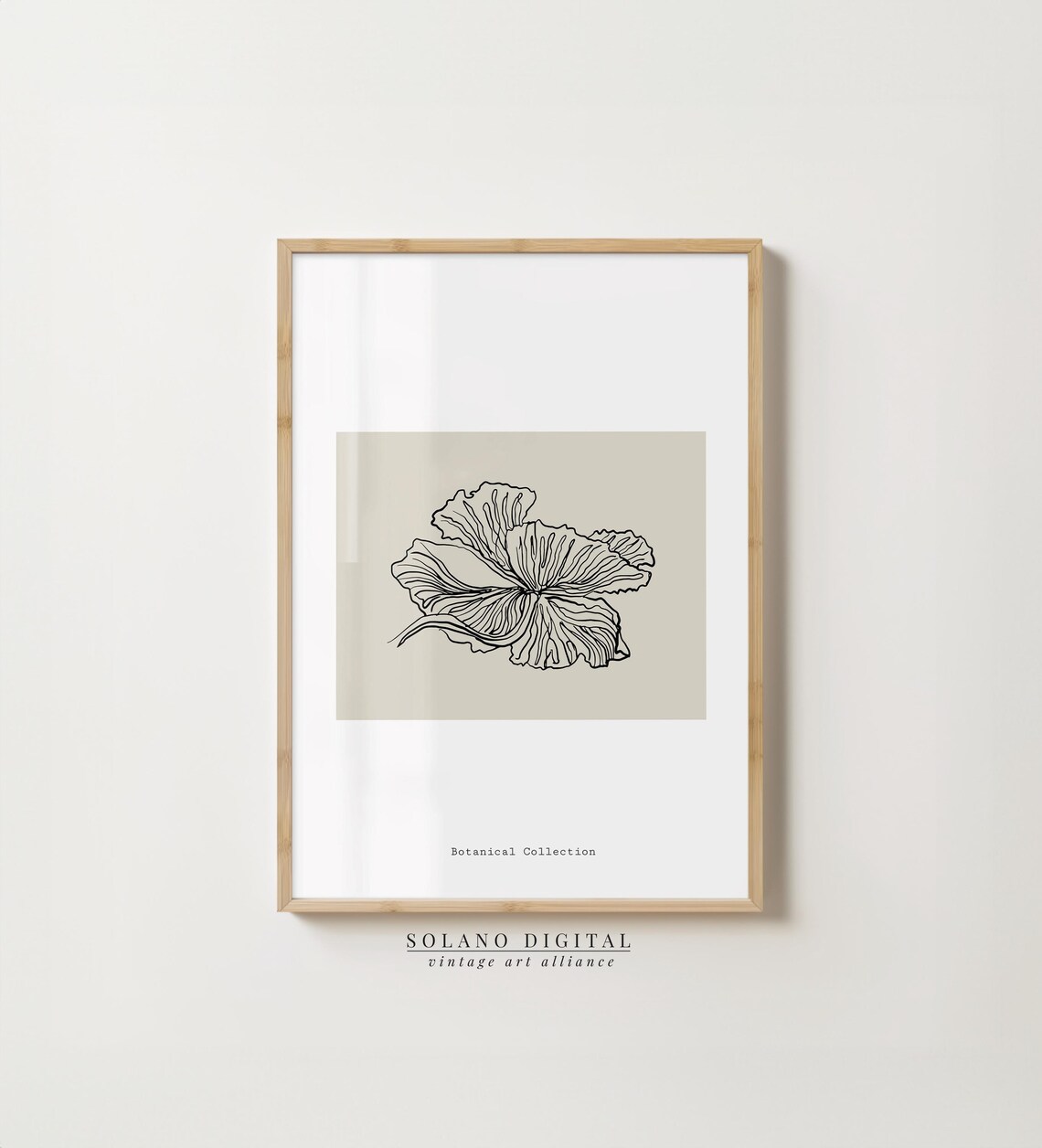 Botanical Line Art Print Minimalist Flower Illustration Modern Floral Wall Poster Black And Beige