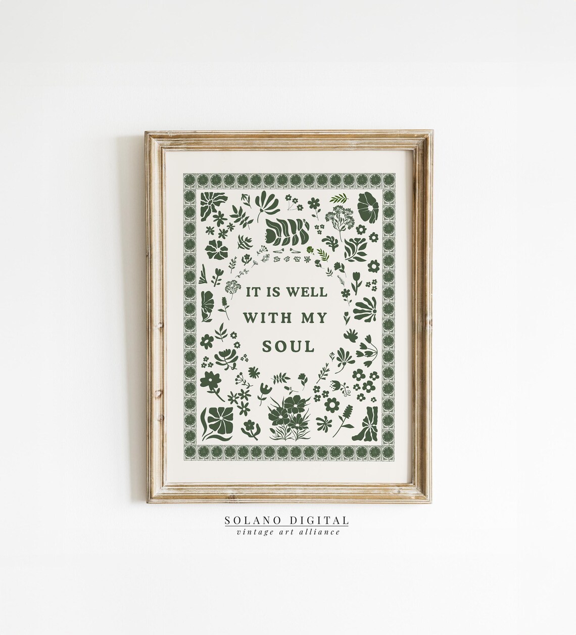 Forest Green It Is Well Print Instant Wall Art Trendy Decor Christian Kitchen Illustration Modern Quote