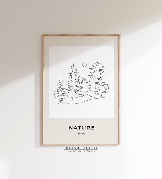 Forest Line Art Minimalist Nature Wall Black And White Landscape Modern Scandinavian Home Decor Poster