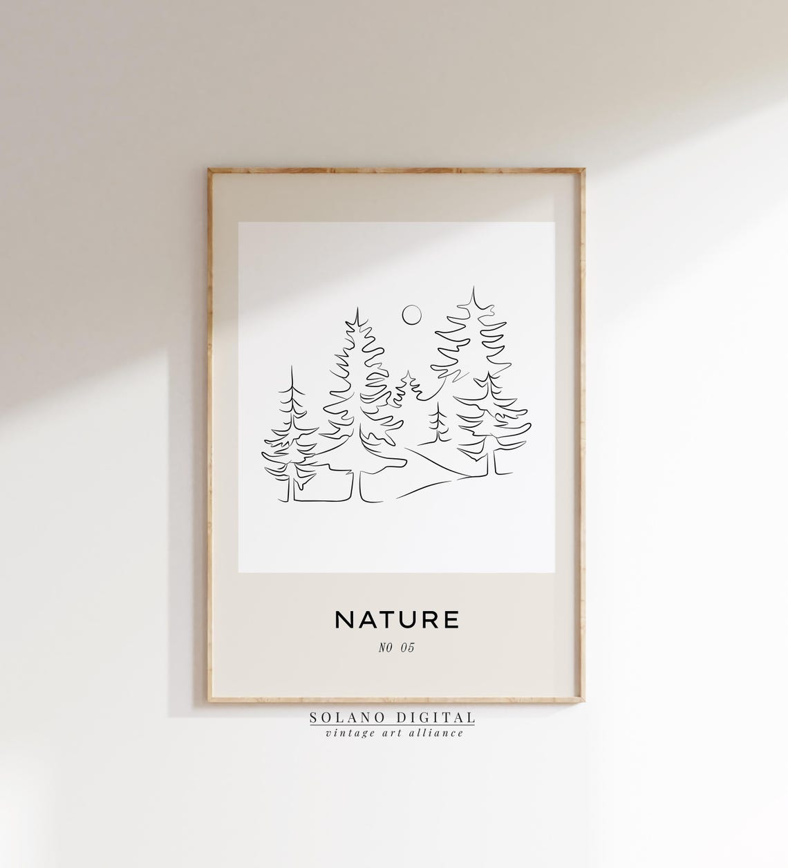 Nature No 05 Pine Forest Trees Moon Minimalist Line Art Poster