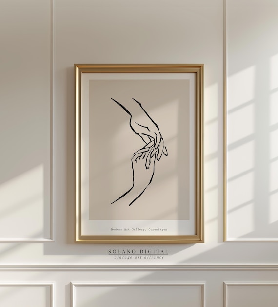 Copenhagen Modern Art Gallery Minimalist Hands Line Drawing Poster