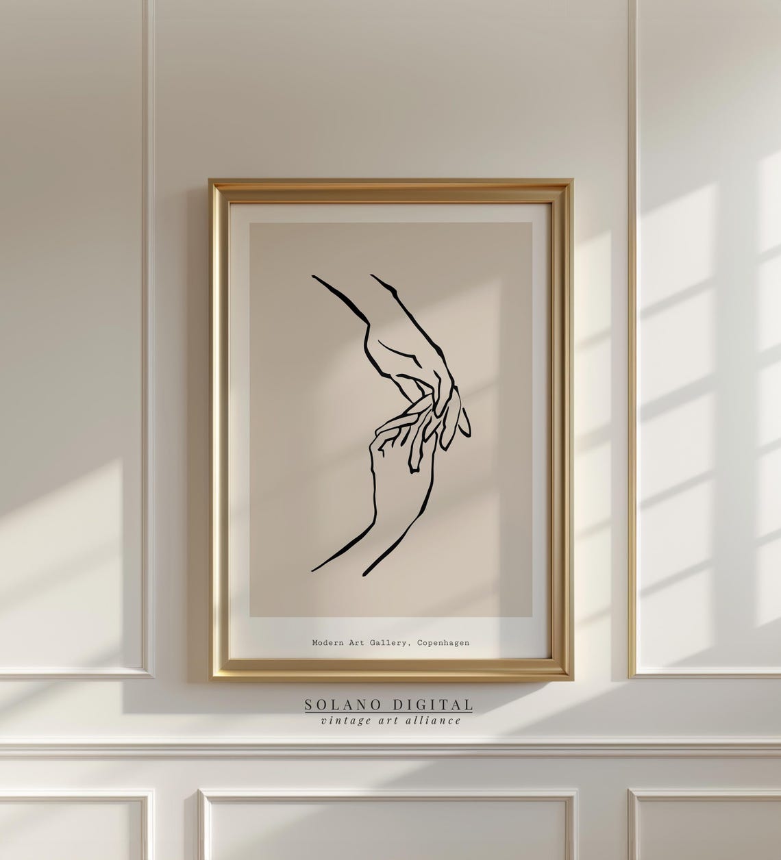 Copenhagen Modern Art Gallery Minimalist Hands Line Drawing Poster