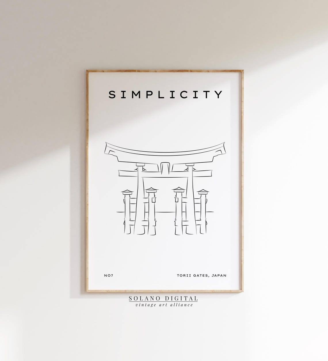 Simplicity Torii Gates Japan Minimalist Line Drawing Zen Travel Poster