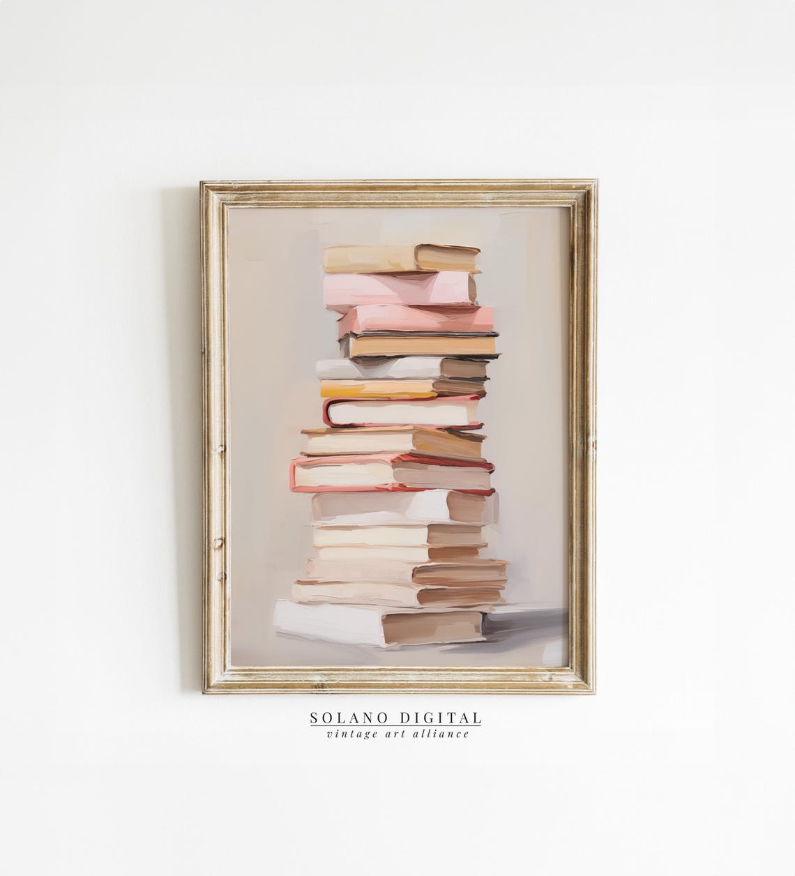 Soft Blush Stack Of Books Painting Cozy Book Lover Art Poster