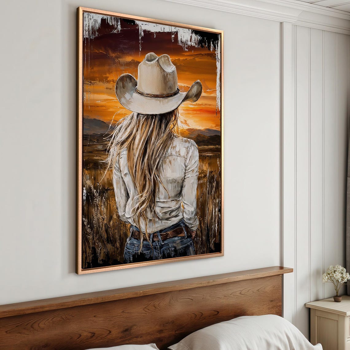 Cowgirl At Sunset Framed Print Western Wall Art Country Art Rustic Ranch House Decor Ready To Hang Gift For Her - Image 4