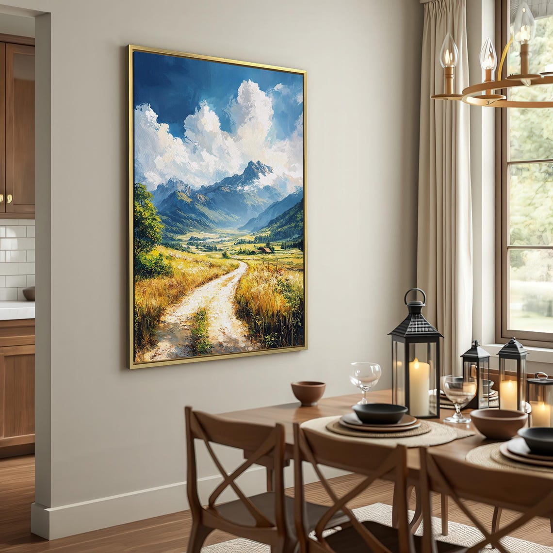 Summer Mountain Scene Framed Print Country Landscape Art Countryside Decor Rustic Nature Wall Print Ready To Hang Gift For Him - Image 2