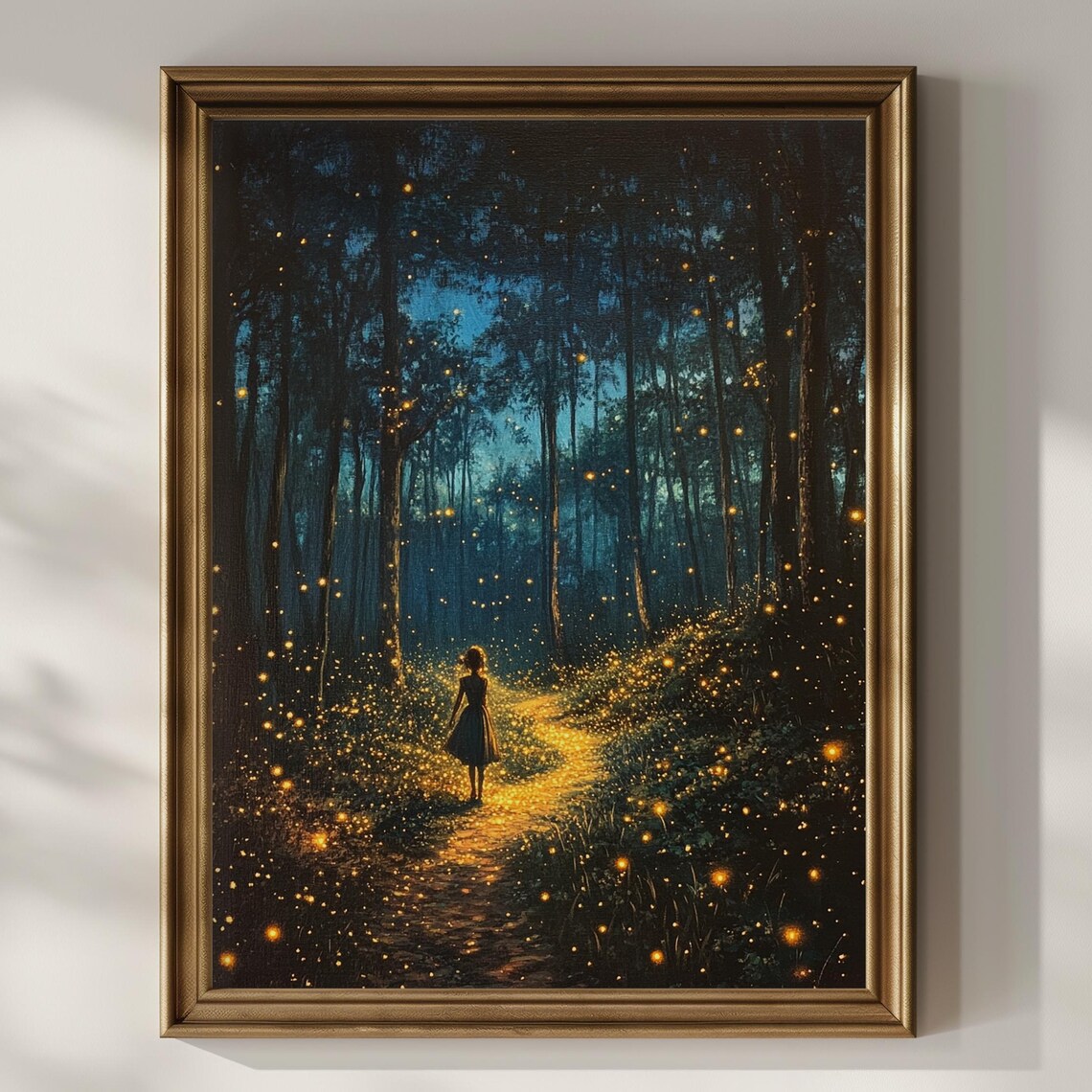 Enchanted Forest Wall Art Firefly Wall Decor Enchanting Glowing Fireflies Dark Maximalist Nature Artful Trendy Home Decor Gift Matte Poster