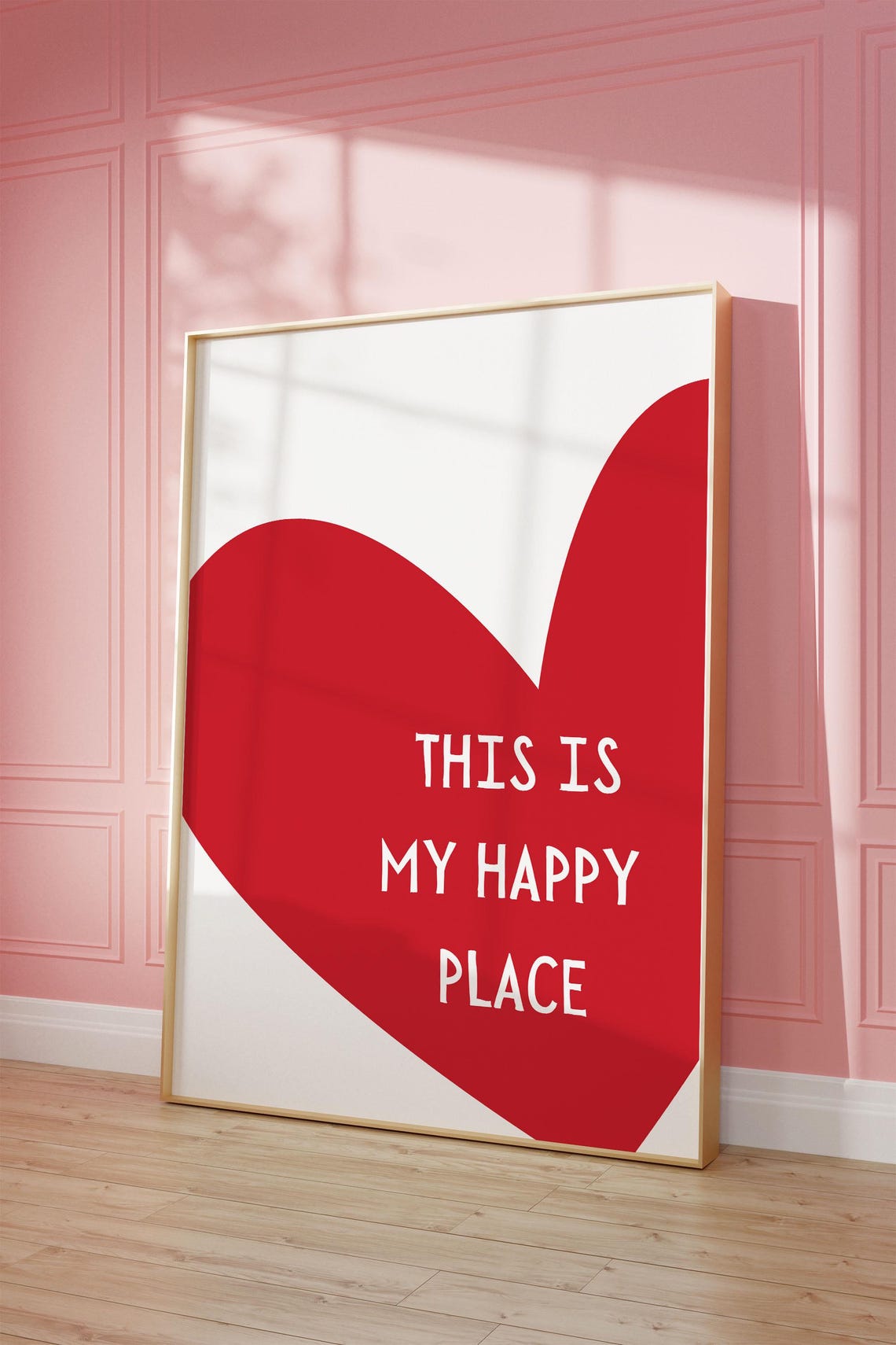 Bold Red Heart This Is My Happy Place Typography Quote Art Print