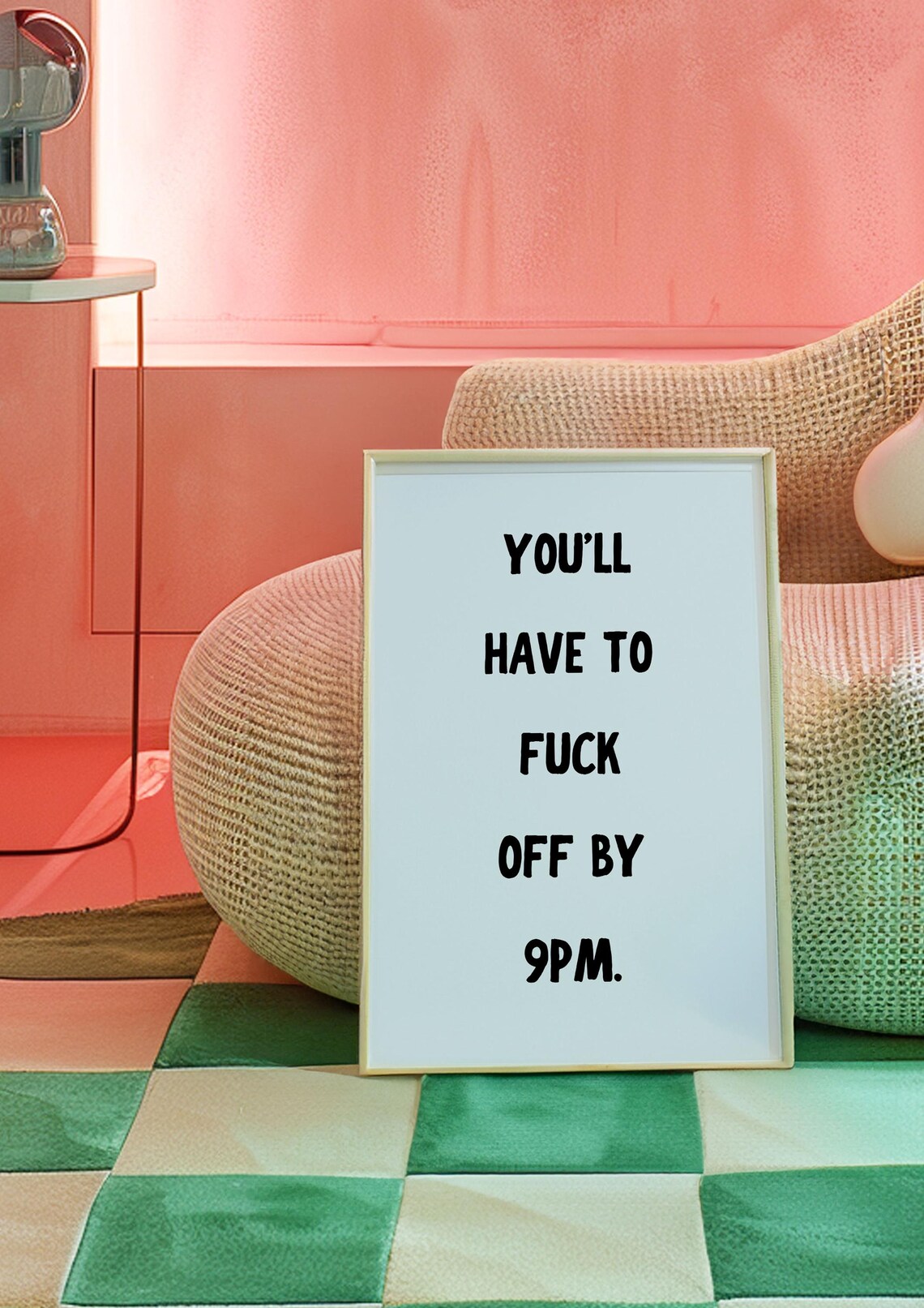 Rude Funny Quote You Have To F Off By 9PM Typography Art Print - Image 4