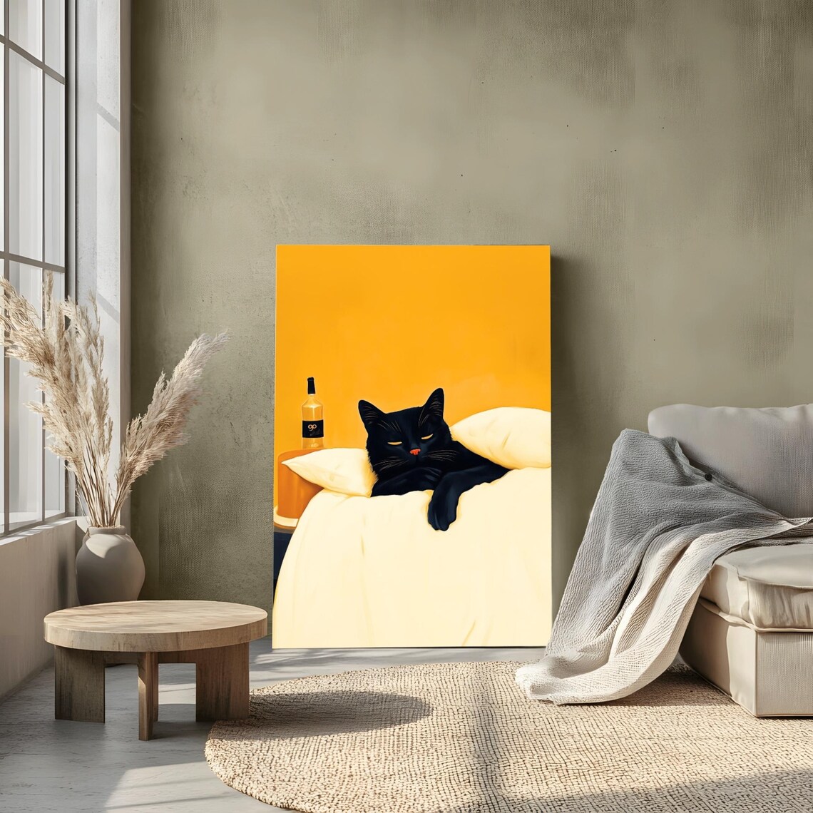 Black Cat Sleeping, Whimsical Cocktail Bar Decor - Image 2