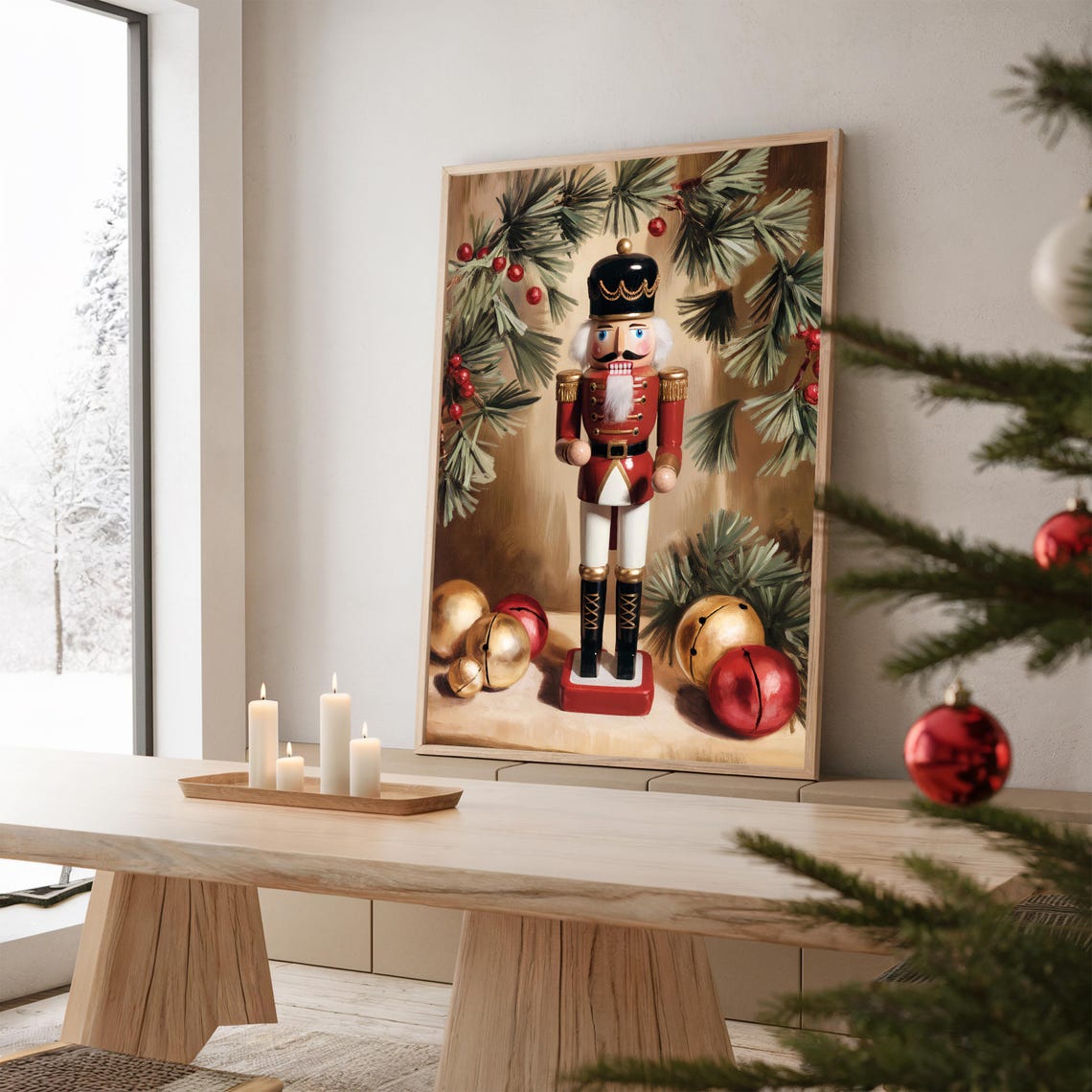 Vintage Christmas Nutcracker Toy Soldier Pine Berries Poster - Image 3