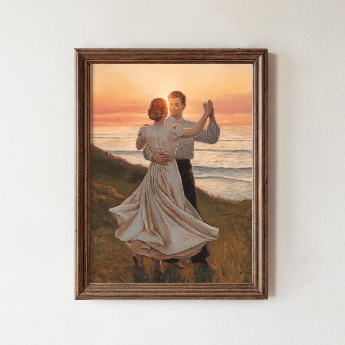 Romantic Couple Dancing Cliff Sunset Sea Oil Painting Love Poster - Image 4