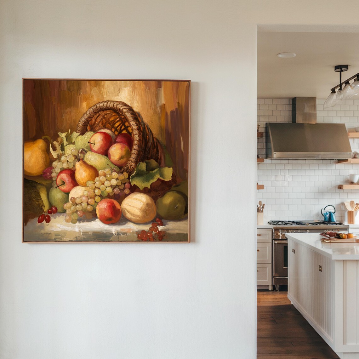 Vintage Harvest Cornucopia Fruit Still Life Oil Painting Poster - Image 3