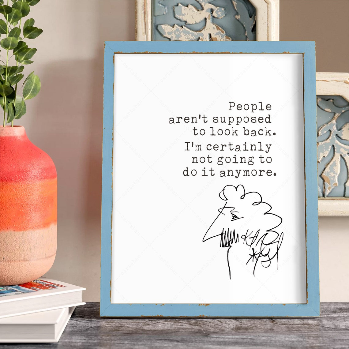 Kurt Vonnegut People Aren't Supposed to Look Back Quote Poster Print - Image 3