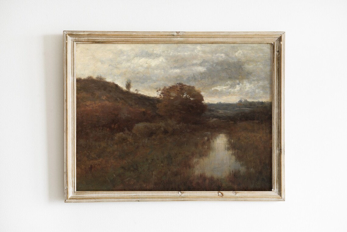 Fall Landscape Painting, Rustic Countryside Art Print