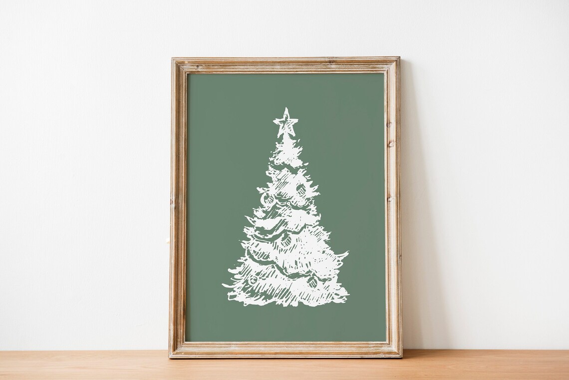 Sage Green Christmas Tree Vintage Holiday Art Print - Image 2