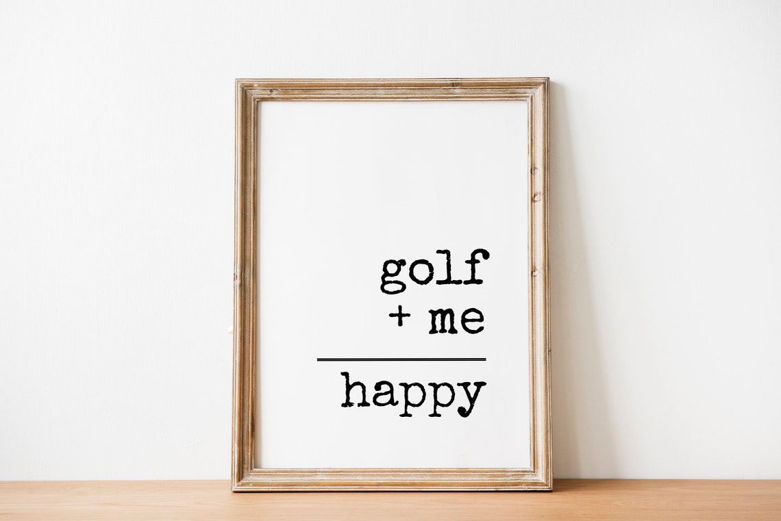 Golf Plus Me Happy Minimalist Typography Funny Golfer Gift Poster