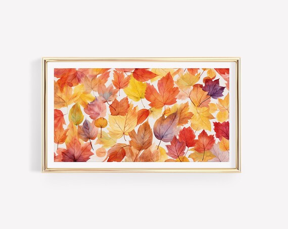 Autumn Maple Leaves Watercolor Fall Foliage Scatter Pattern Poster