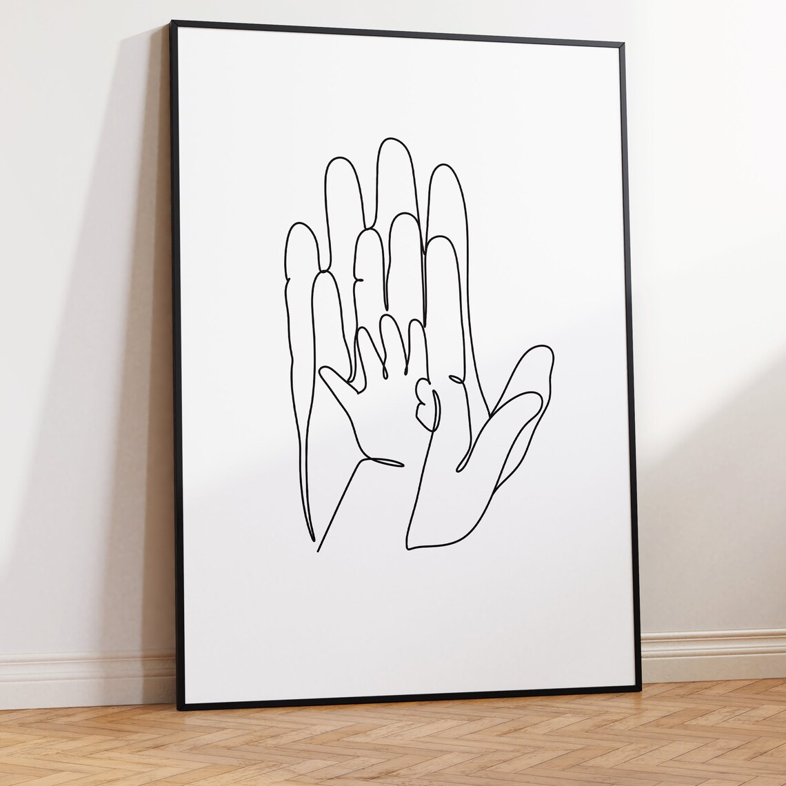 Family Three Hands Overlapping Minimal Line Art Togetherness Poster - Image 2