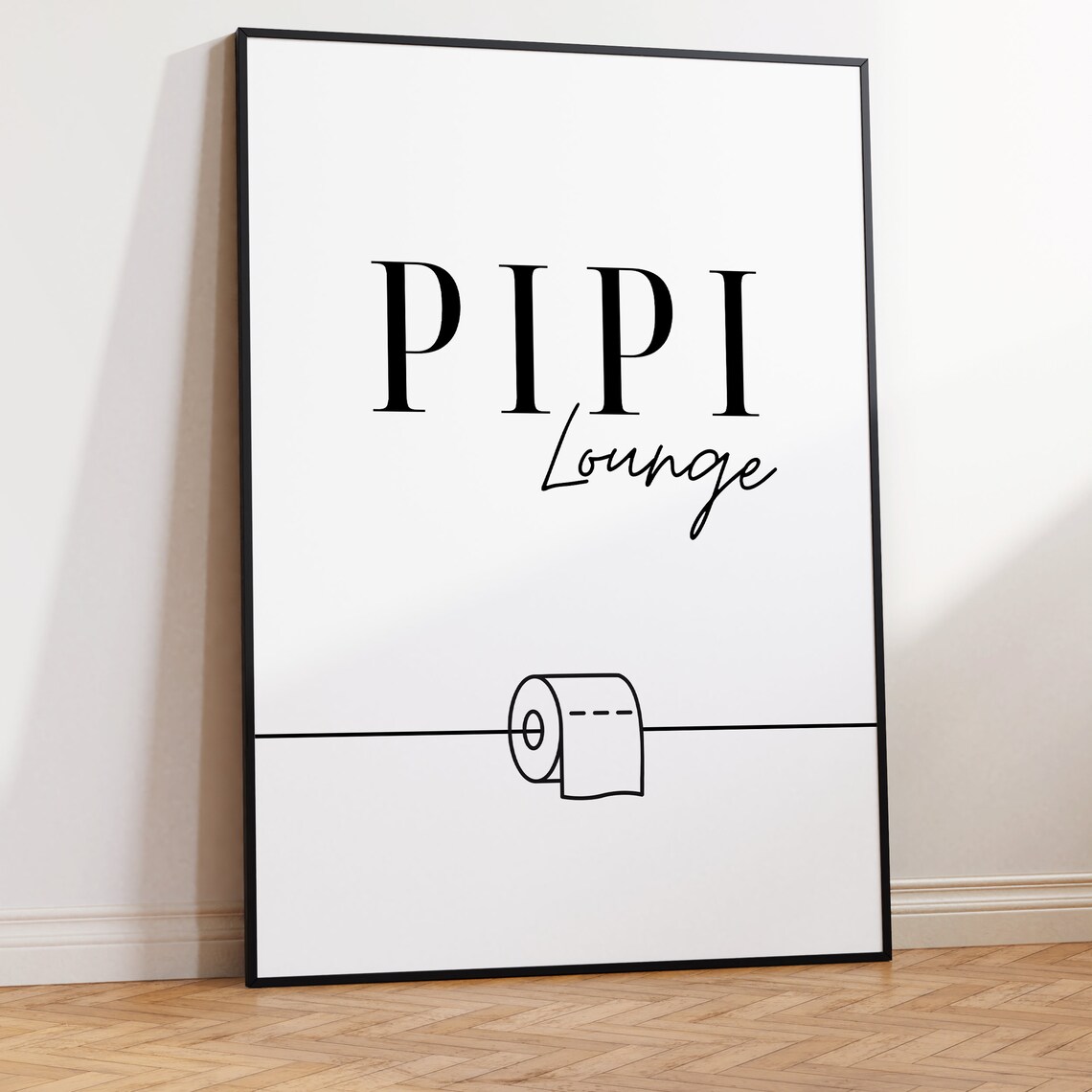 Pipi Lounge Funny Bathroom Sign Toilet Paper Line Art Minimal Poster - Image 2