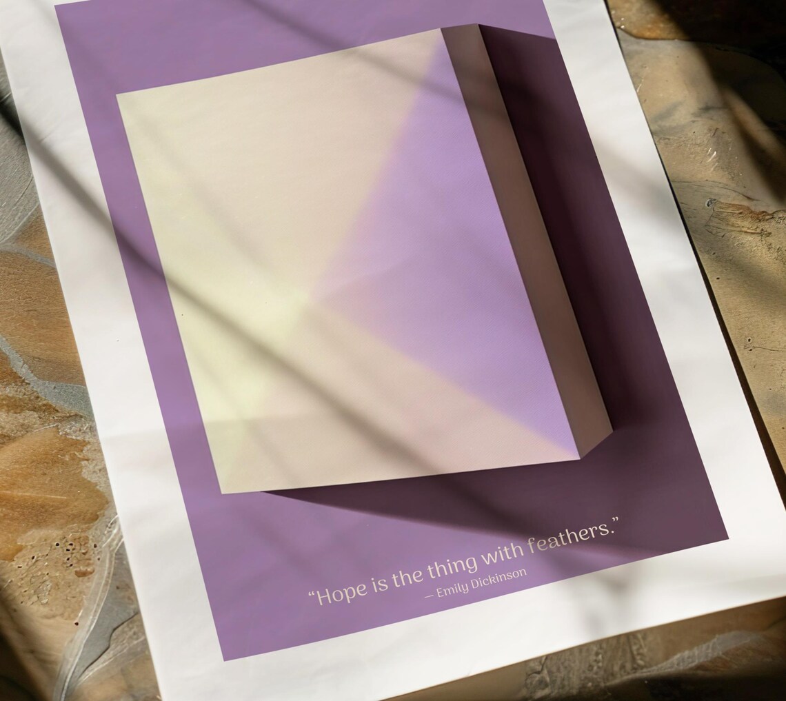 Emily Dickinson Hope Quote Minimalist Purple Abstract Poster