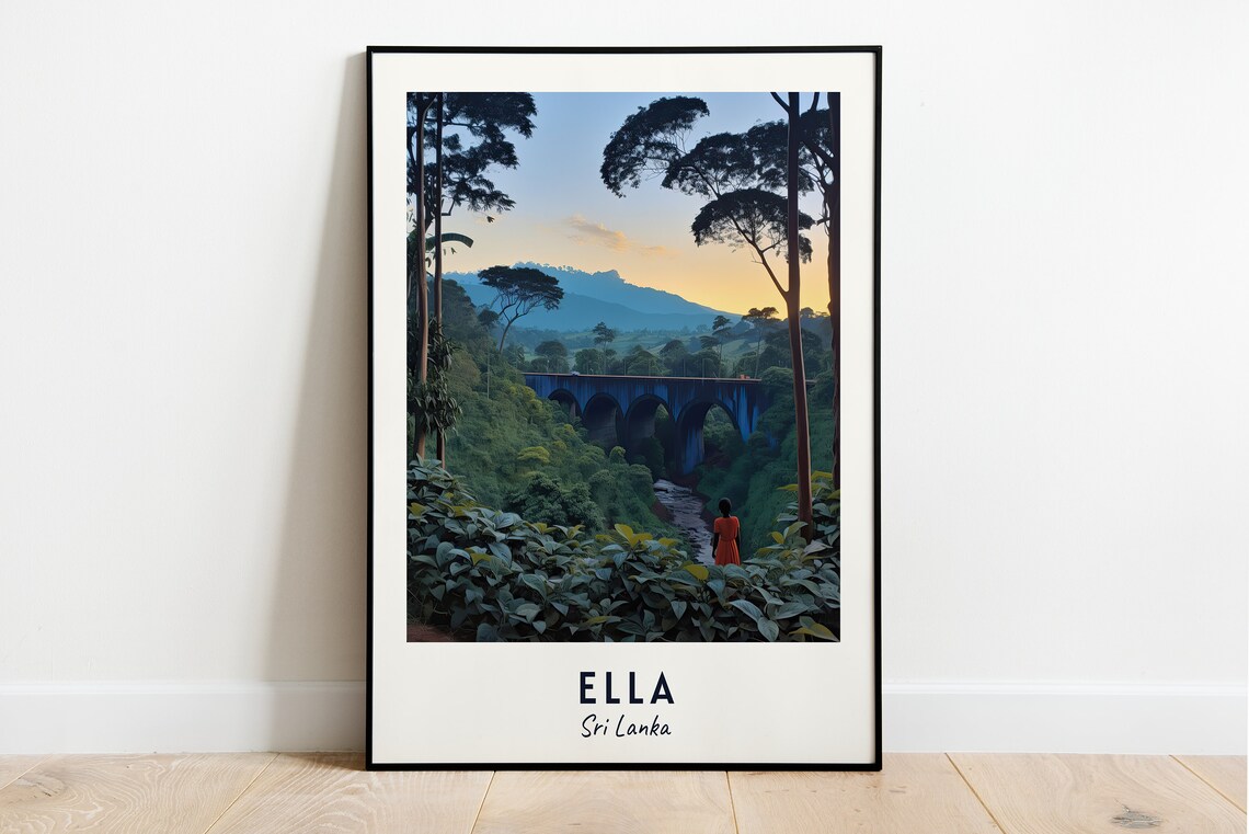 Ella Sri Lanka Nine Arch Bridge Jungle Dusk View Travel Poster