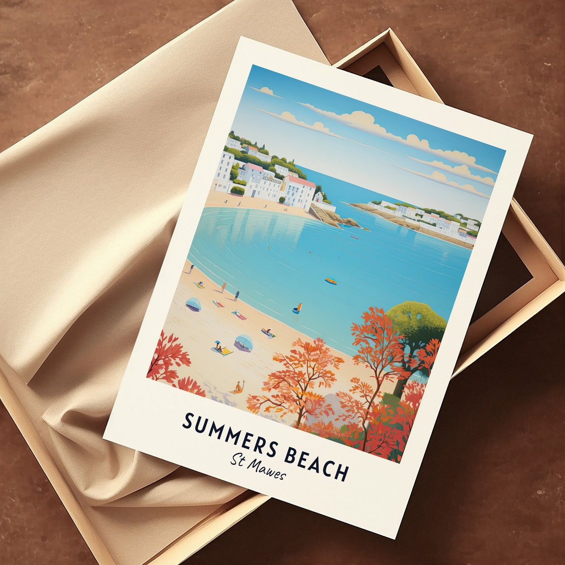 Summers Beach St Mawes Cornwall Bathers Bay Coastal Travel Poster - Image 3