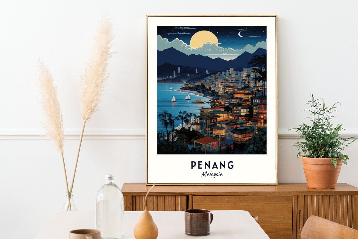 Penang Malaysia Travel Poster, City Wall Art - Image 2