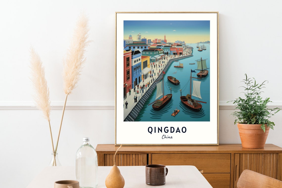 Zhanqiao Pier Travel Print Wall Art Qingdao China City Print Zhanqiao Pier Travel Gift Zhanqiao Pier Poster Wall Art - Image 2