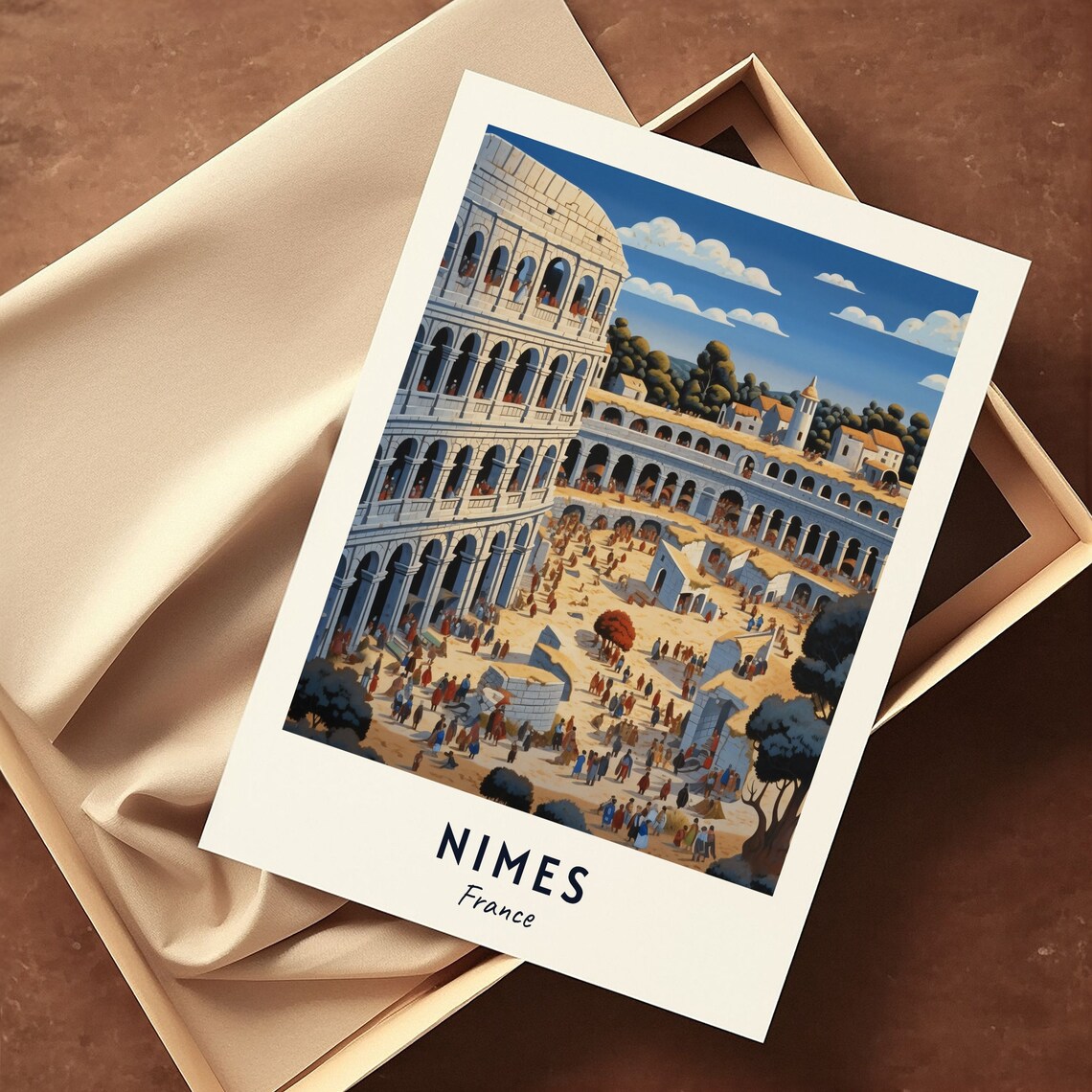 Nimes France Roman Amphitheater Day Vintage Travel Poster Home Decor - Image 3