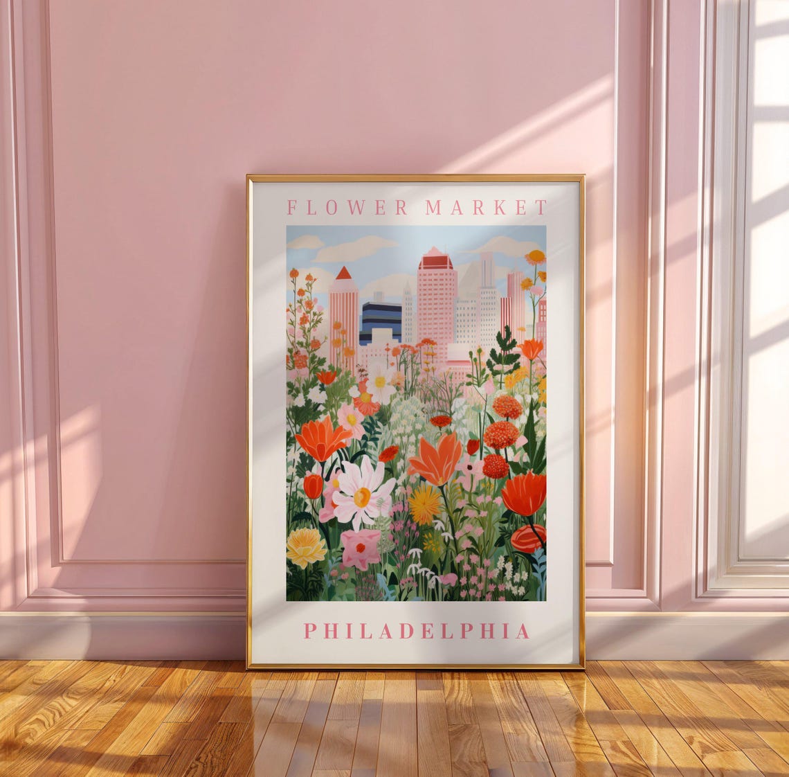 Philadelphia Flower Market Poster Wall Decor United States Floral Illustration Botanical Gallery Wall Art Gift For Friend Travel Poster - Image 3