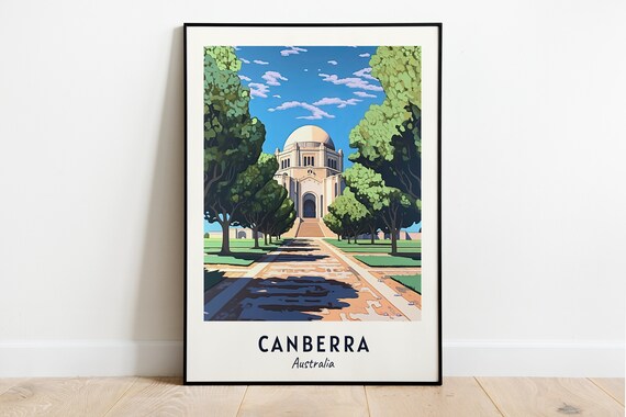 Canberra Australia War Memorial Avenue Travel Poster Artwork