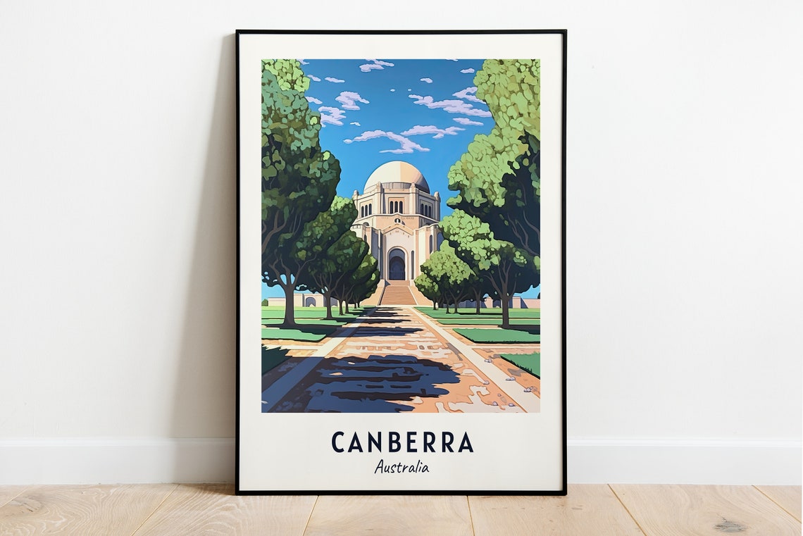Canberra Australia War Memorial Avenue Travel Poster Artwork