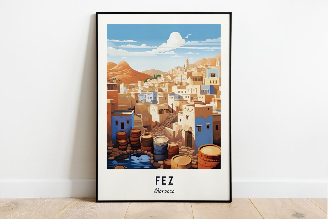 Fez Travel Poster, Morocco City View
