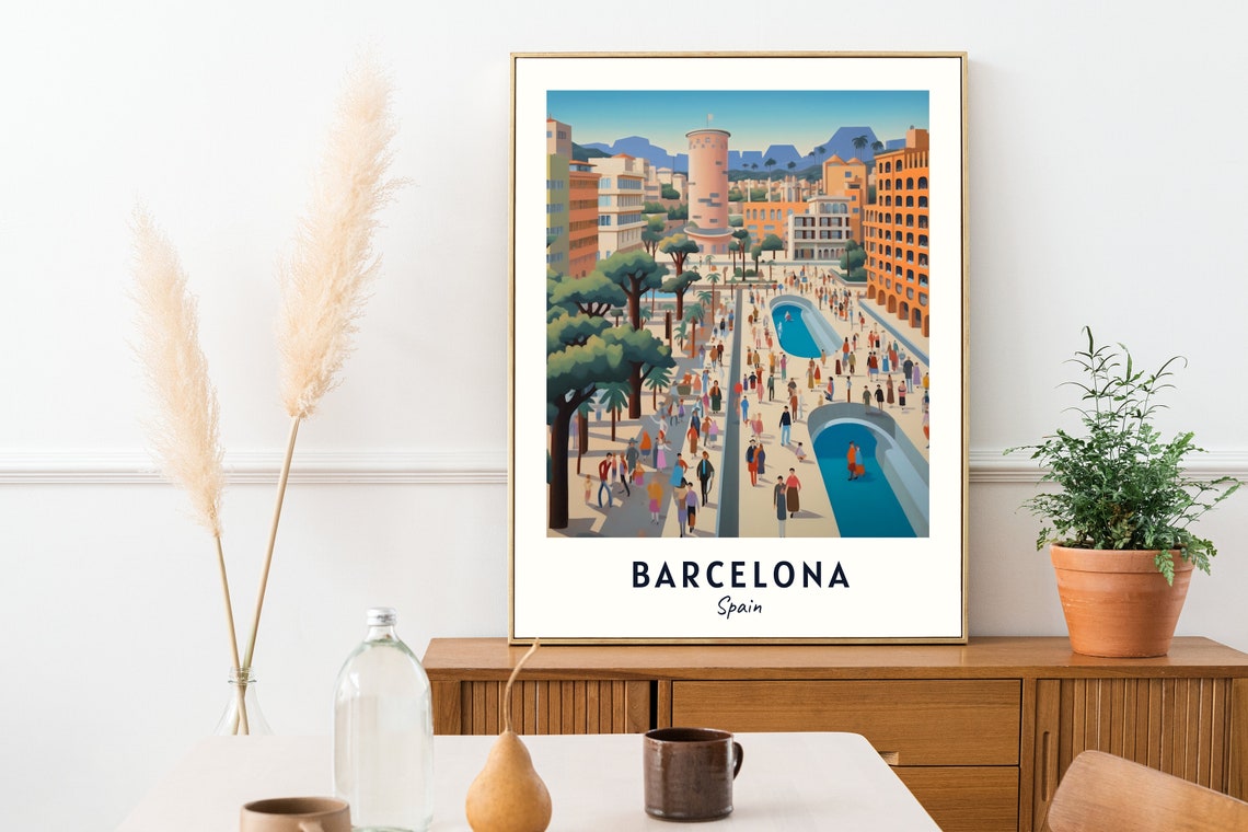 Barcelona Travel Print Wall Art Barcelona Spain City Print Barcelona Travel Gift Barcelona City Poster Travel Gift - Image 2