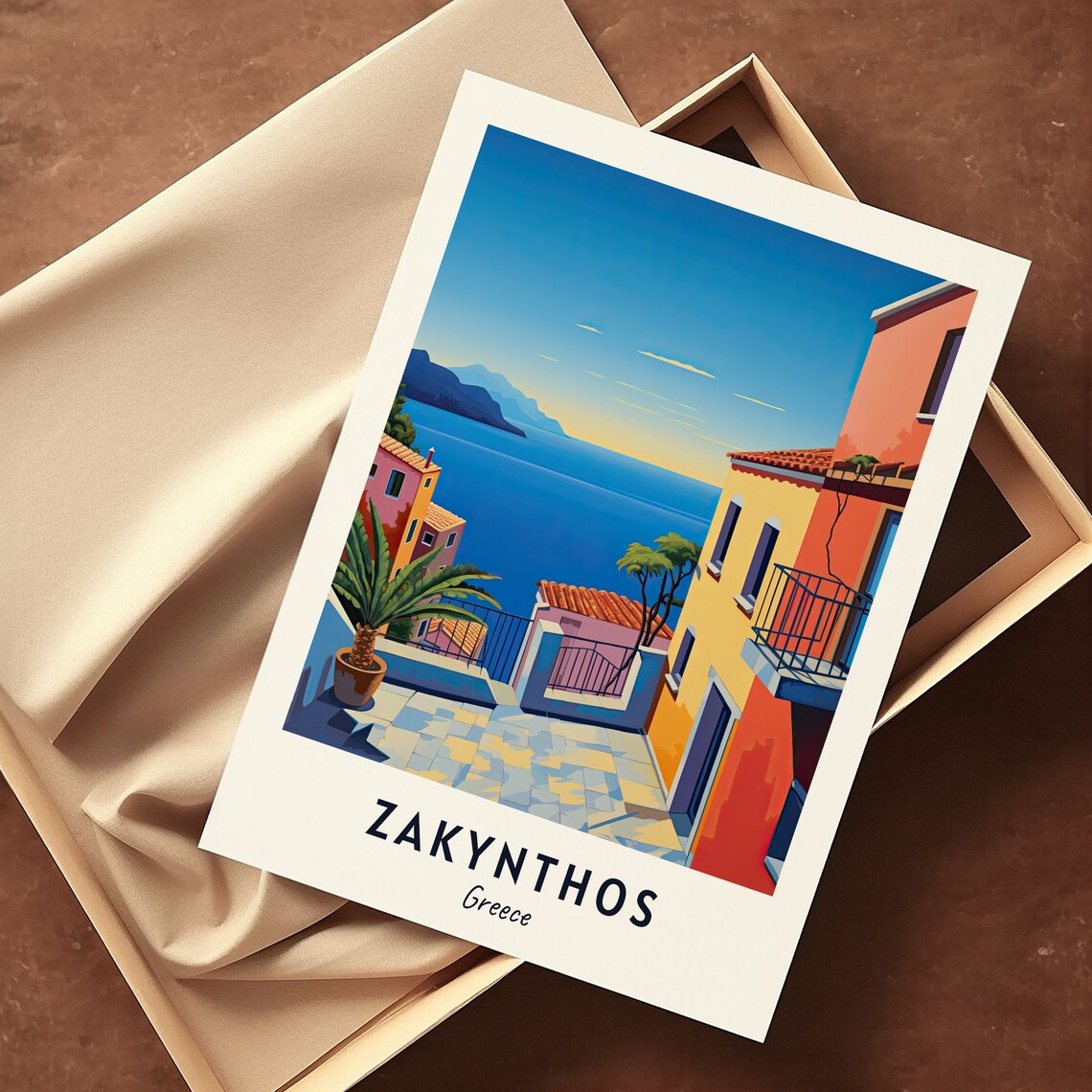 Zakynthos Greece Seaside Village Blue Ocean Island Travel Poster - Image 3