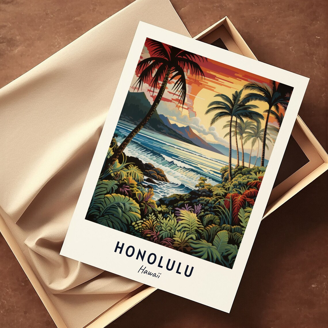 Honolulu Travel Poster, Hawaii City Print - Image 3