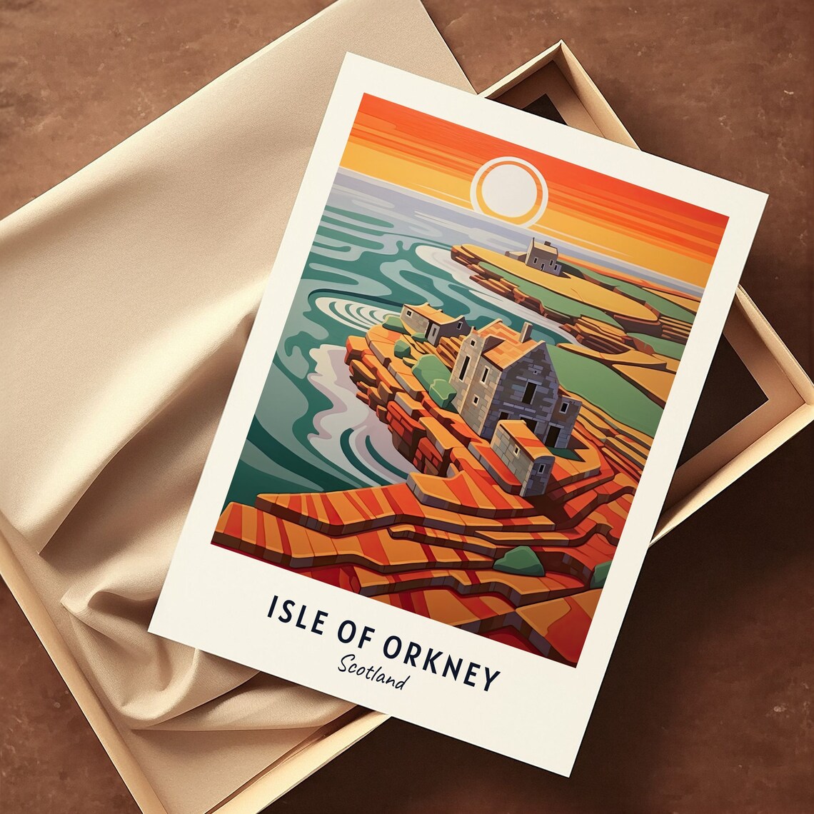 Sunset over the Rugged Cliffs of Isle of Orkney Scotland Poster - Image 3