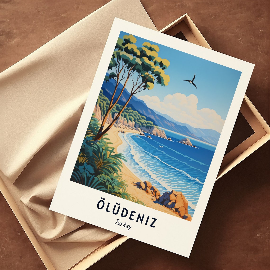 Oludeniz Turkey Beach Blue Lagoon Waves Minimalist Travel Poster - Image 3