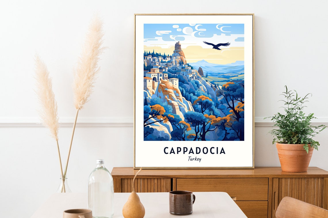 Cappadocia Turkey Eagle Rocky Ridge Valley Minimalist Travel Poster - Image 2