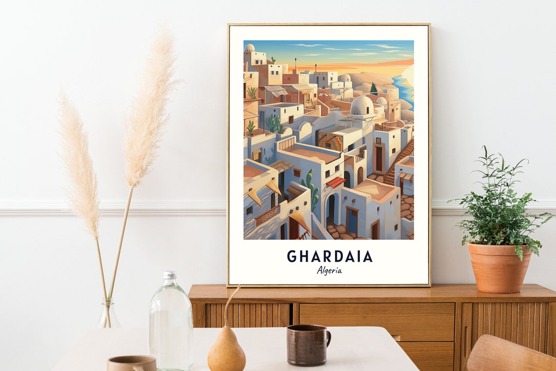 Ghardaia Algeria Whitewashed Mzab Valley Old Town Sunset Poster - Image 2