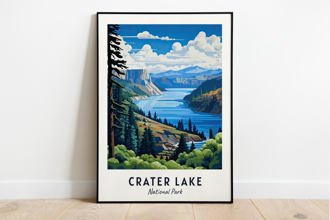 Crater Lake National Park Travel Print Wall Art Crater Lake National Park City Print Crater Lake National Park Travel Gift Wall Art