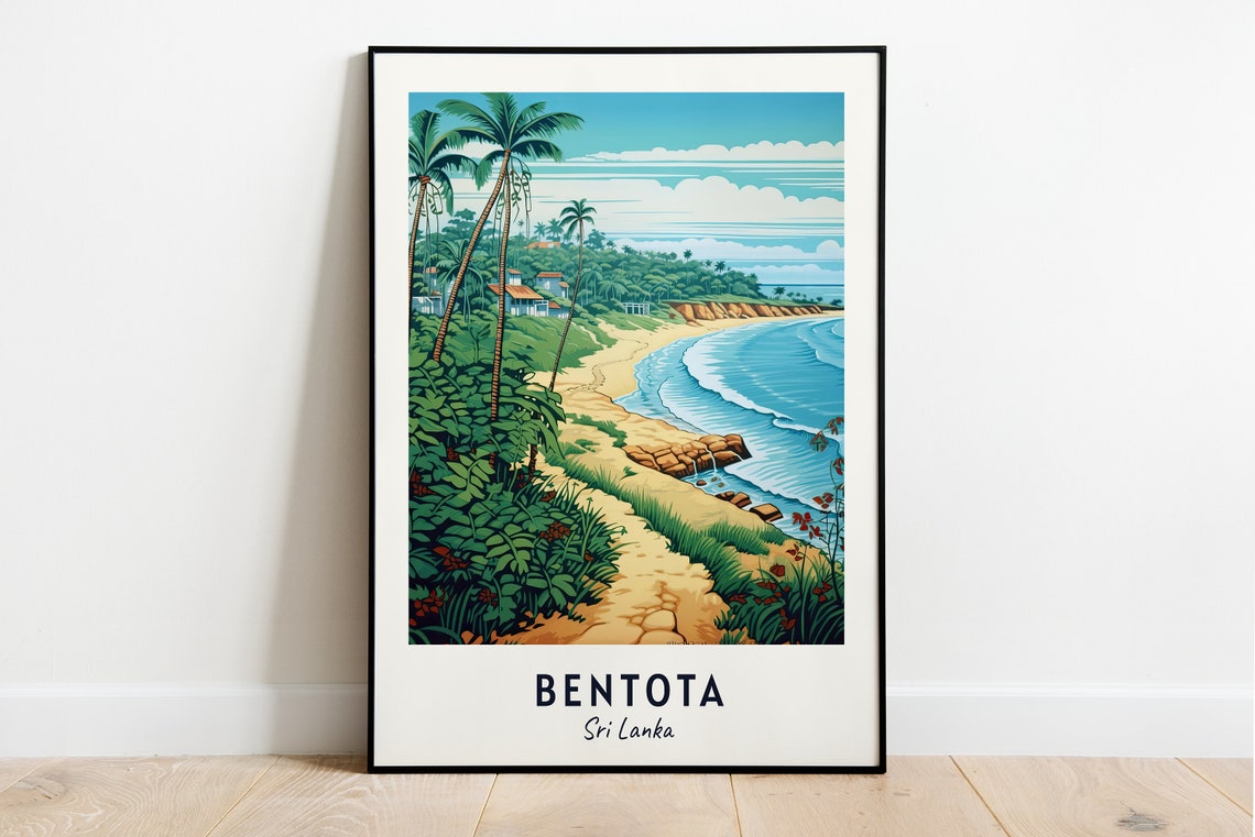 Bentota Sri Lanka Tropical Beach With Tall Palm Trees Poster