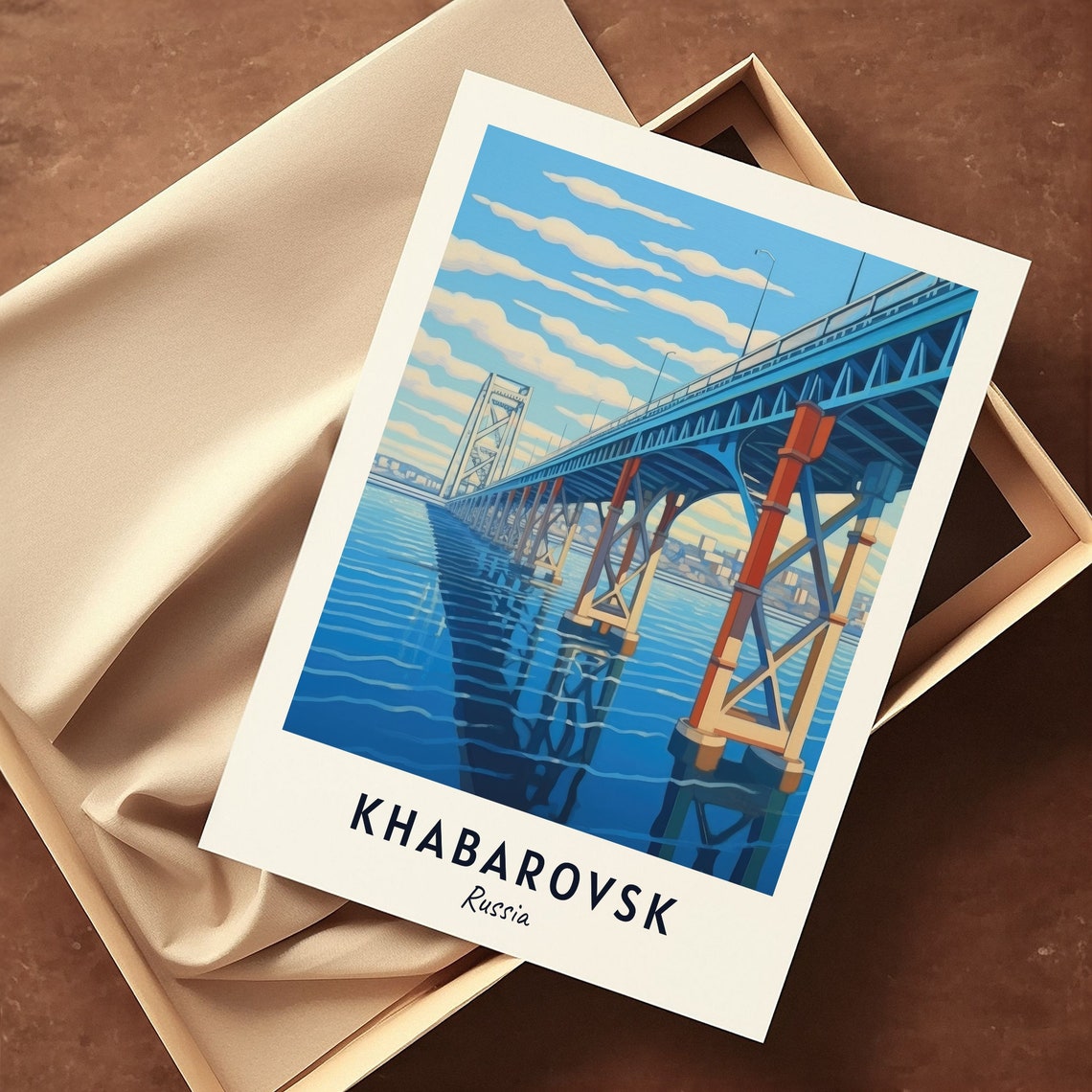 Khabarovsk Bridge Travel Print Wall Art Khabarovsk Russia City Print Khabarovsk Bridge Travel Gift Khabarovsk Bridge Poster Wall Art - Image 3
