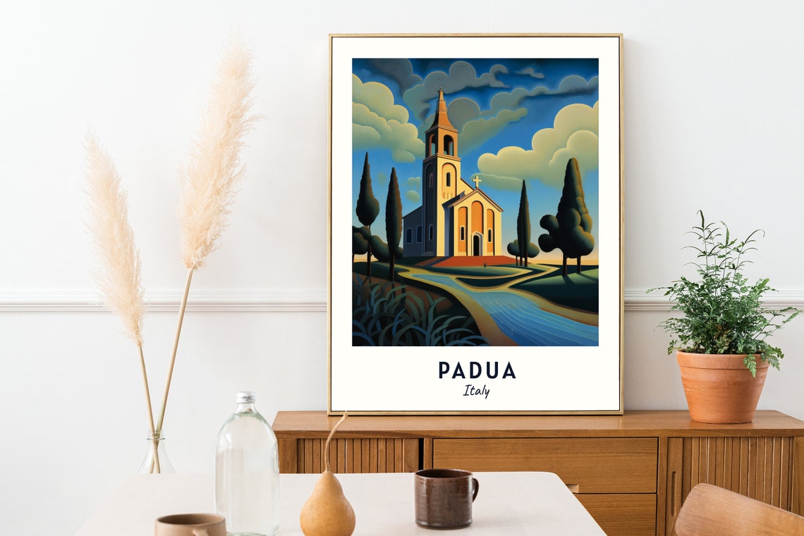 Padua Countryside Bell Tower Church Cypress Path Travel Poster - Image 2