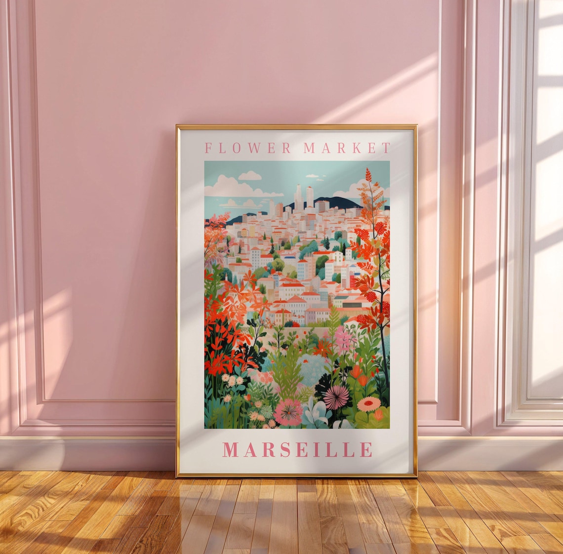 Marseille Flower Market Hillside Cityscape France Botanical Poster - Image 3