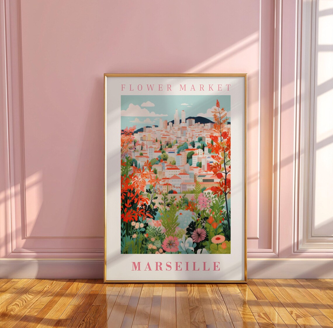 Marseille Flower Market Poster Wall Decor France Floral Illustration Botanical Gallery Wall Art Gift For Friend Travel Poster Modern - Image 3