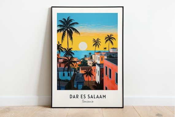Dar Es Salaam Tanzania Golden Sunset Coastal City Travel Poster