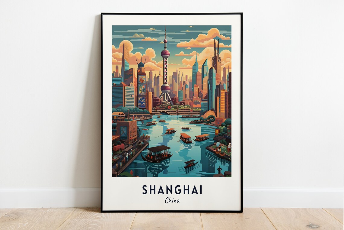 Shanghai Travel Poster, China City Wall Art