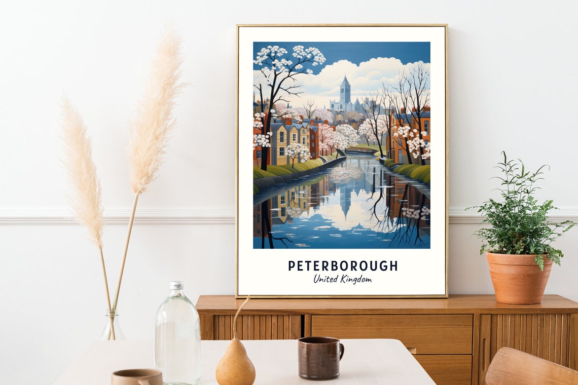 Peterborough United Kingdom Travel Print Wall Art Peterborough United Kingdom City Print Peterborough United Kingdom Travel Gift - Image 2